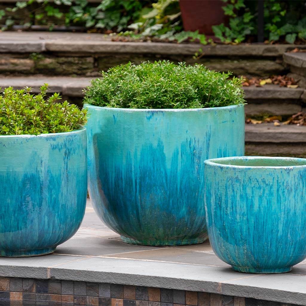 glazed planter pots Campania International Mara Planter Marrakesh Blue