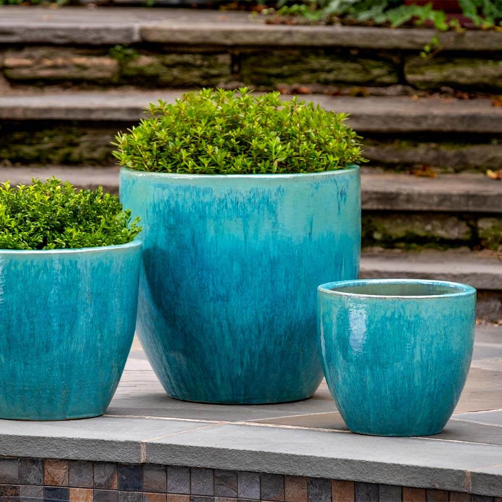 large teal planter pots Campania Condesa Planter - Set of 3