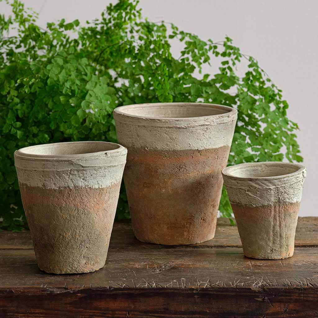 12 ceramic pots for plants Campania Farmer's Pot Tall Tapered - Cotswold White - Set of 12