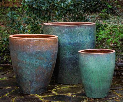 set of 3 plant pots outdoor Tharabar Planter - Rustic Green