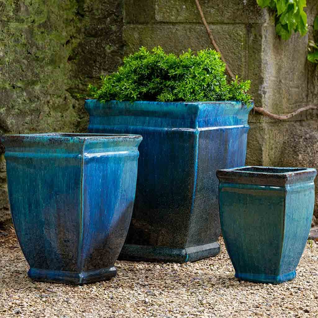 3 square plant pots Square Rolled Rim Planter Set of 3 Campania International Mediterranean