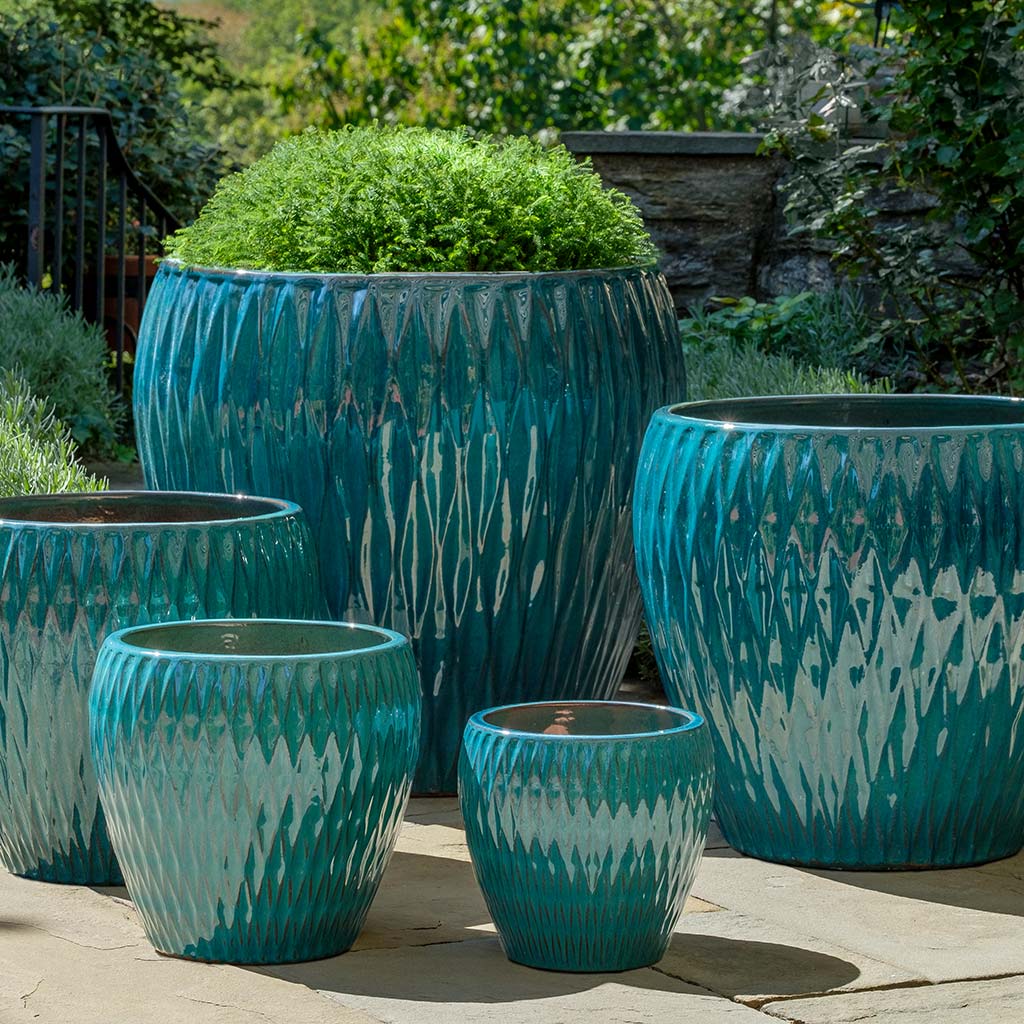 Harlequin Planter - Blue Jade - S/5