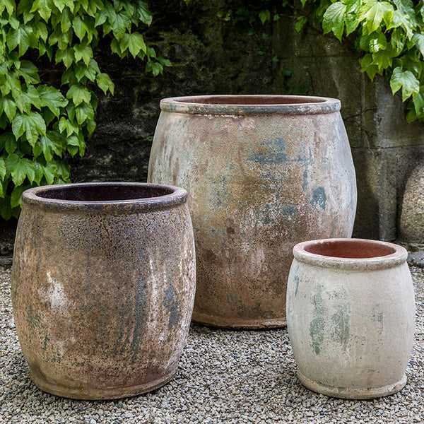 Campania 2249-15108 Parabola Large Round Planter - Etched Blue 8-Piece Set