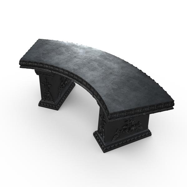Gardenstone Cotillion Bench Benches Gardenstone Etched Black Curved 