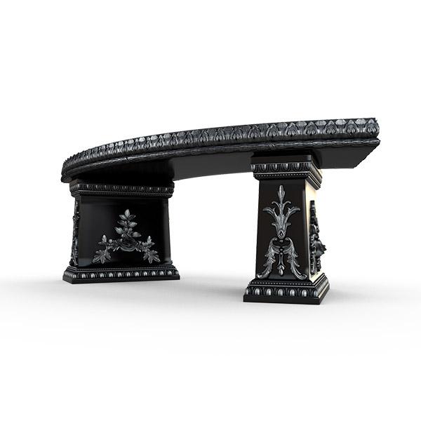Gardenstone Cotillion Bench Benches Gardenstone Silver Black Curved 