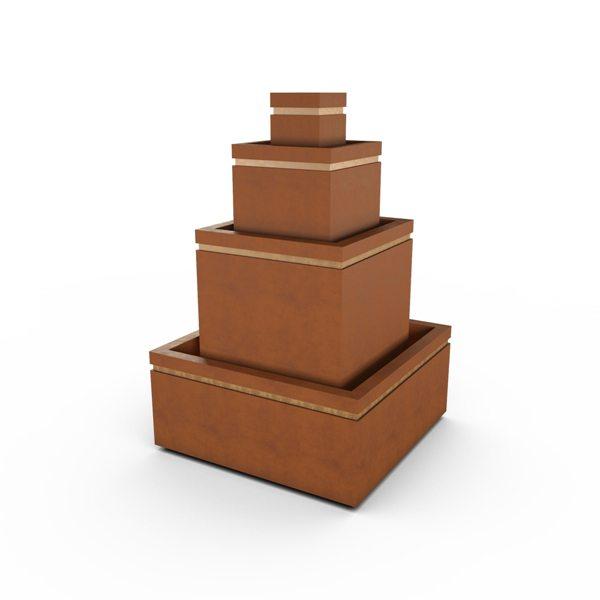 Gardenstone Cubic Fountain Water Fountains Gardenstone Corten Steel Gold 
