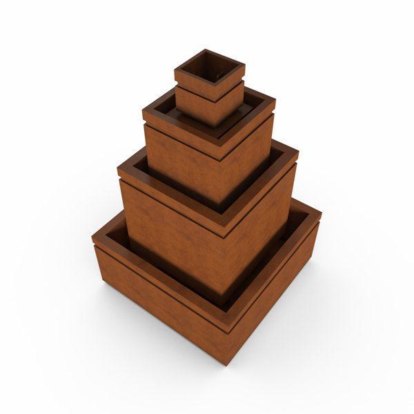 Gardenstone Cubic Fountain Water Fountains Gardenstone Corten Steel No Accent 