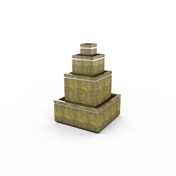 Gardenstone Cubic Fountain Water Fountains Gardenstone English Moss Silver 