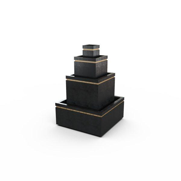 Gardenstone Cubic Fountain Water Fountains Gardenstone Etched Black Gold 