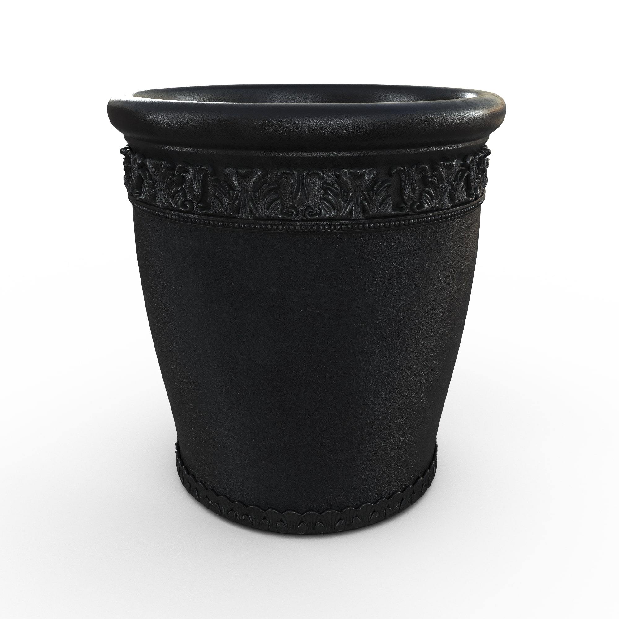 Gardenstone Elysian Round Planters Gardenstone Etched Black Small 
