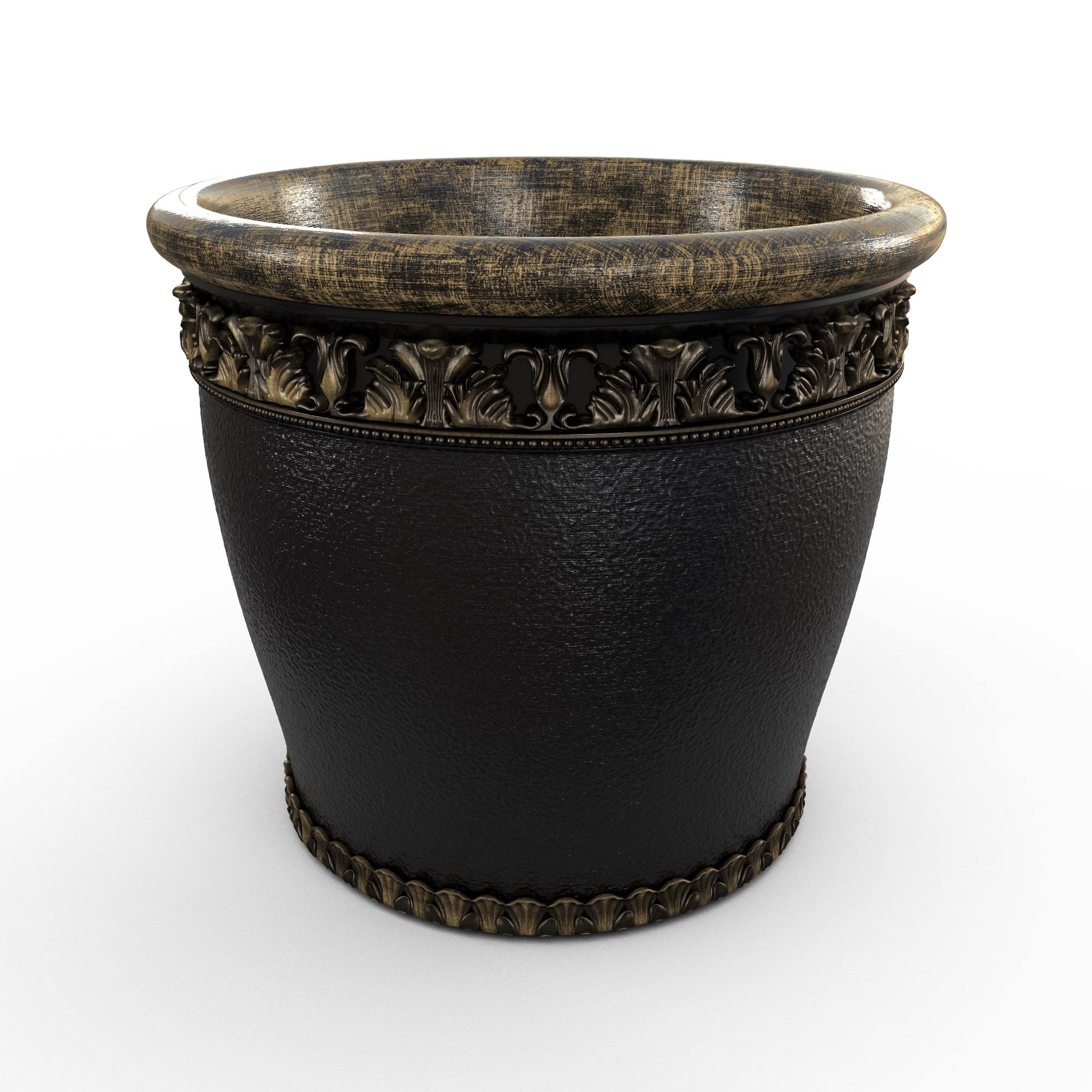 Gardenstone Elysian Round Planters Gardenstone Golden Black Medium 