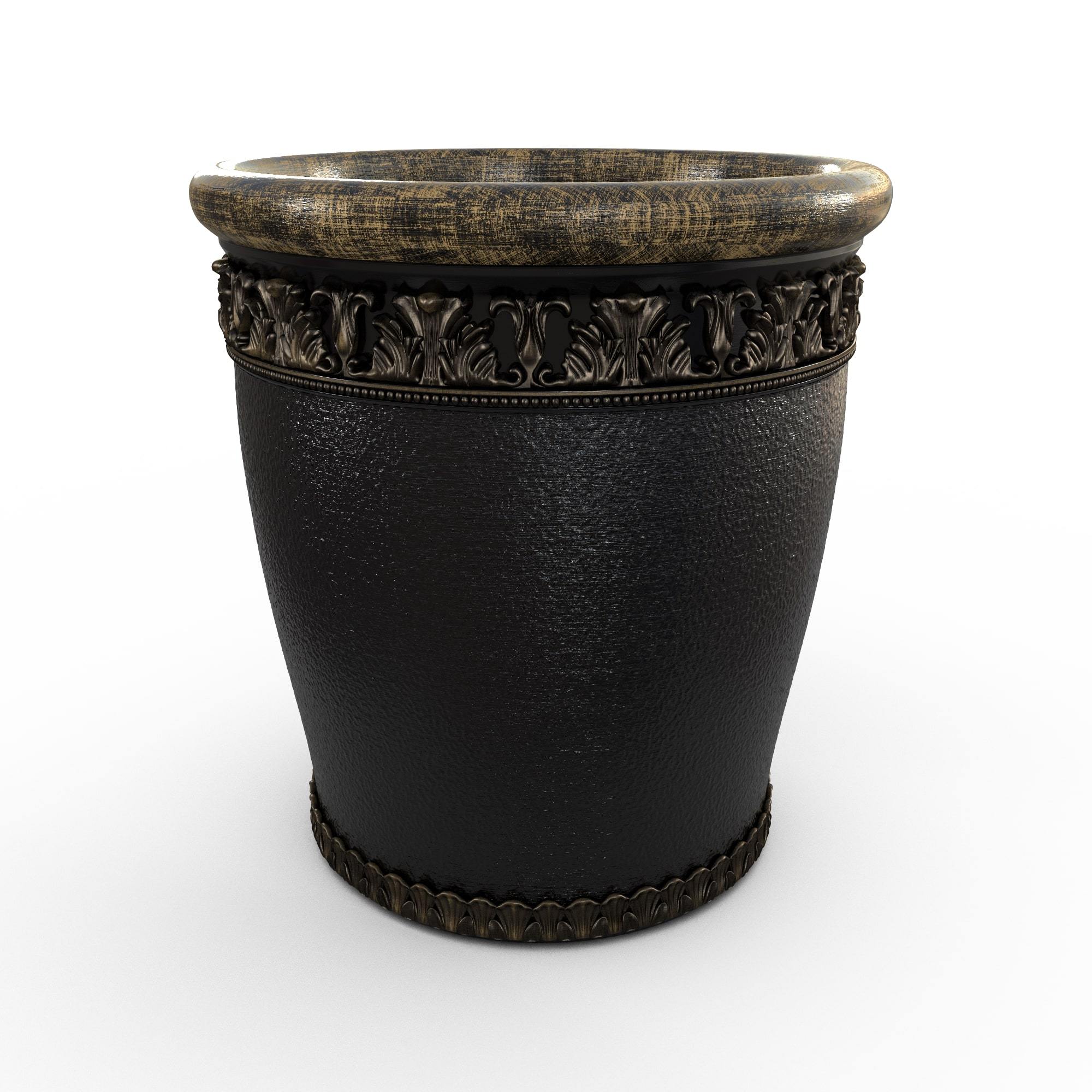 Gardenstone Elysian Round Planters Gardenstone Golden Black Small 