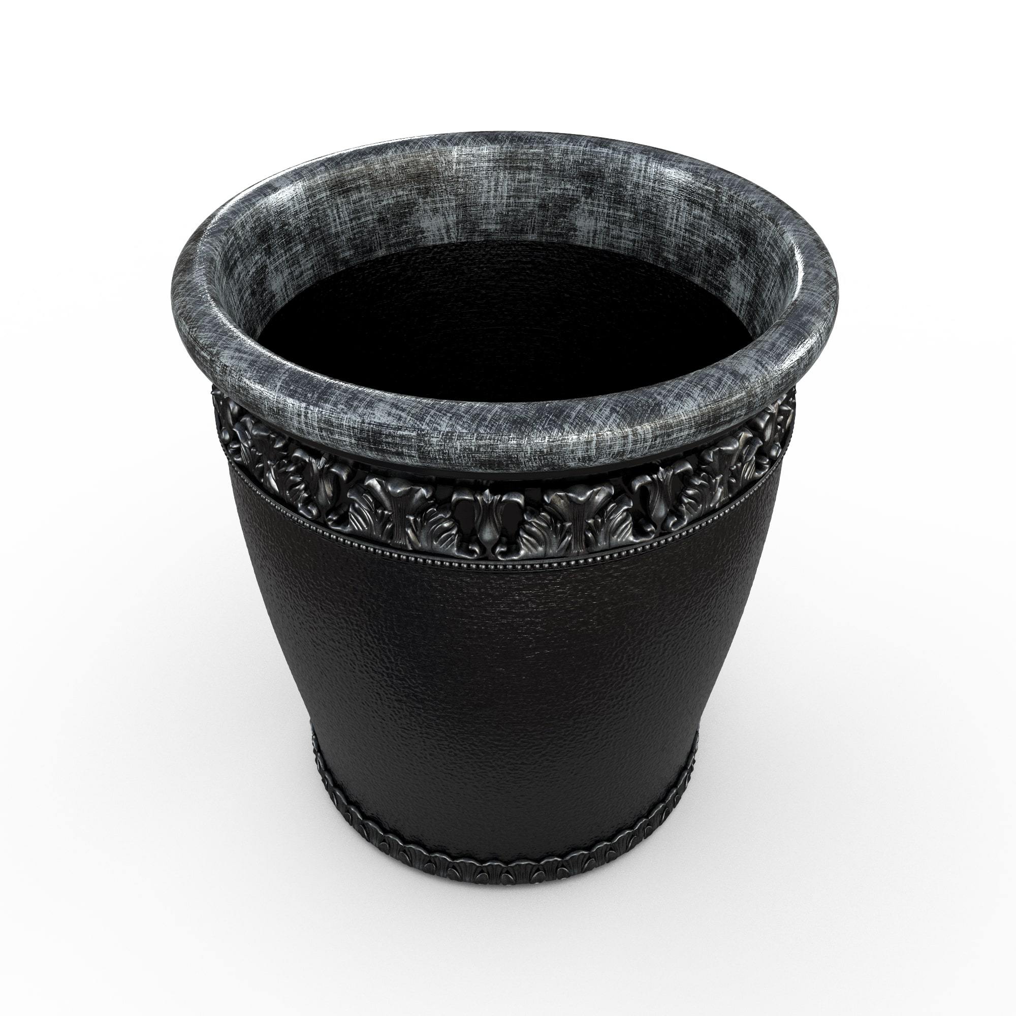 Gardenstone Elysian Round Planters Gardenstone Silver Black Small 