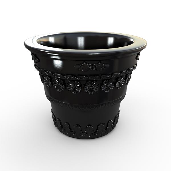 Gardenstone Floral Round Planters Gardenstone Black 