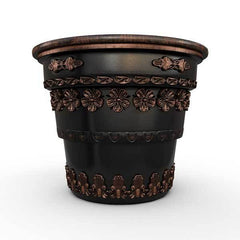 Gardenstone Floral Round Planters Gardenstone Copper Black 