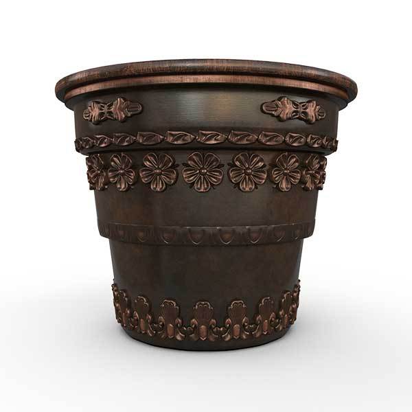 Gardenstone Floral Round Planters Gardenstone Copper Bronze 
