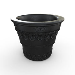 Gardenstone Floral Round Planters Gardenstone Etched Black 