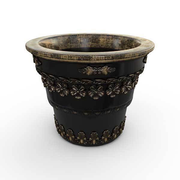 Gardenstone Floral Round Planters Gardenstone Golden Black 