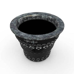 Gardenstone Floral Round Planters Gardenstone Silver Black 