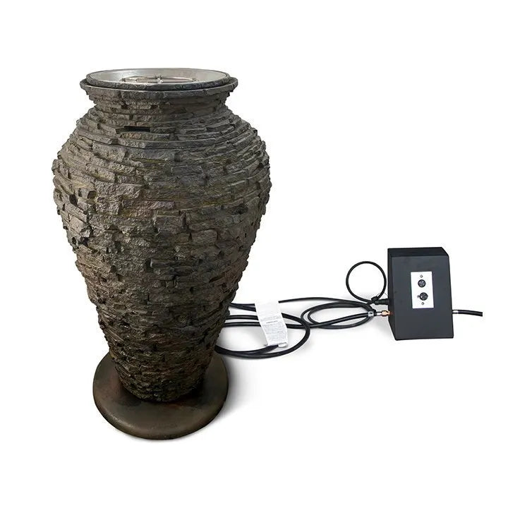 Photo of Aquascape Fire and Water Stacked Slate Urn – Large - Marquis Gardens