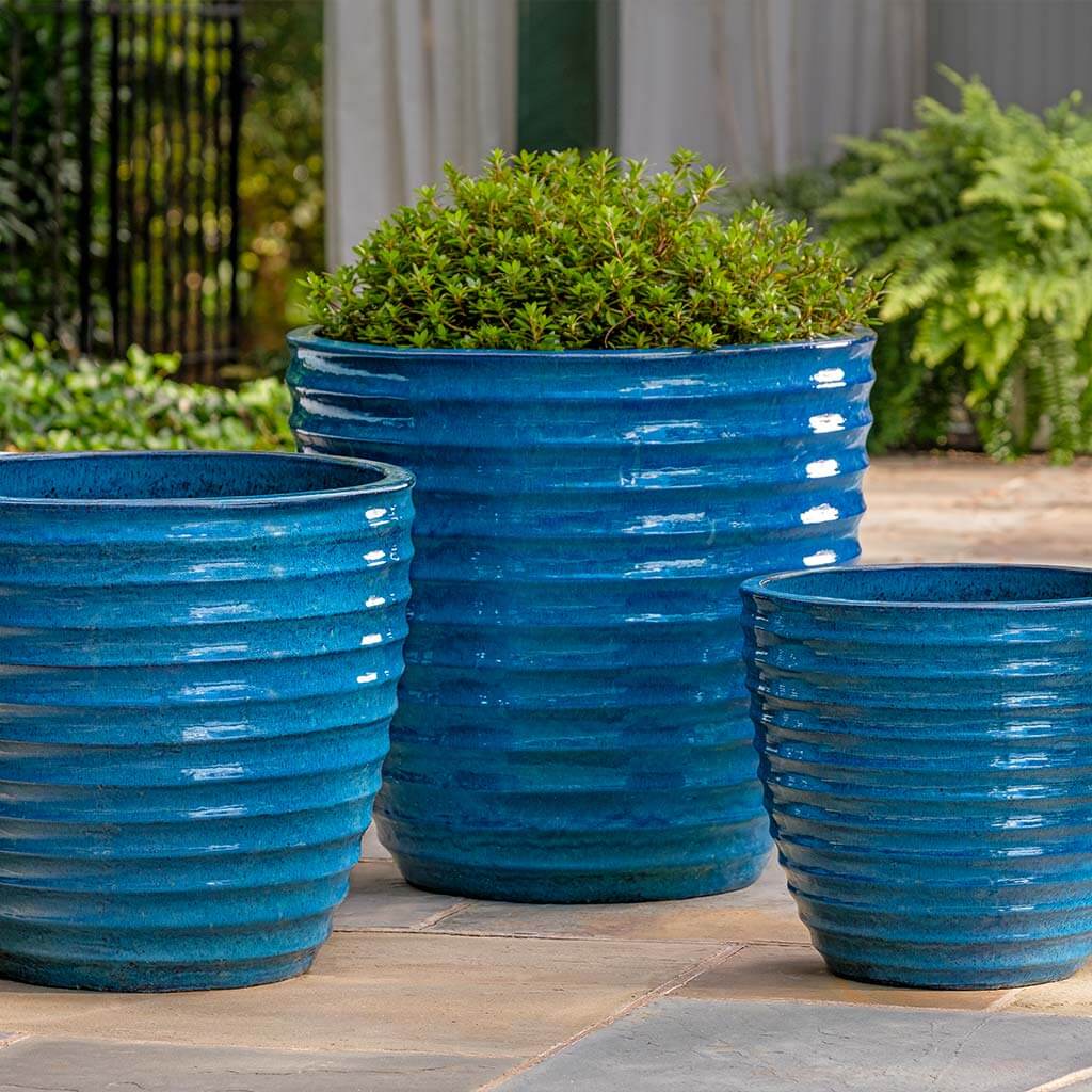 blue planter pot Campania Linea Planters Set of 3
