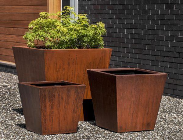 Photo of Campania Tapered Square Planter - Steel - Marquis Gardens