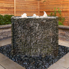 Photo of Aquascape Stacked Slate Spillway Wall Landscape Fountain Kit - 32-inch  - Marquis Gardens