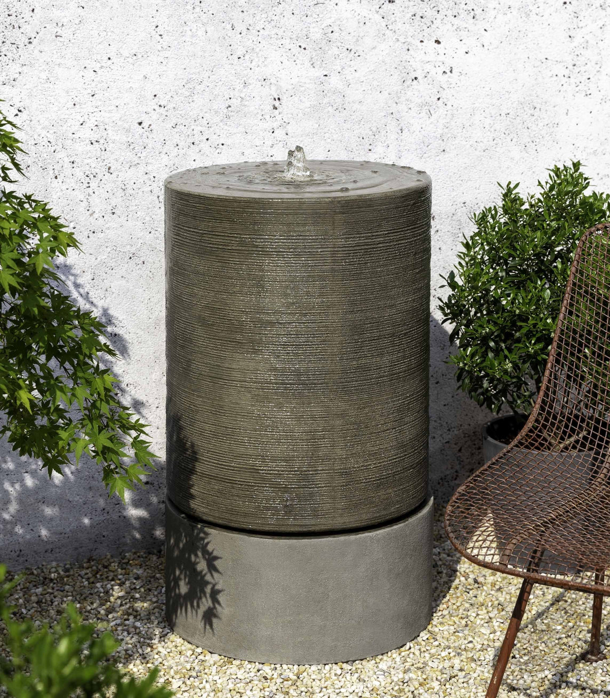 Photo of Campania Large Ribbed Cylinder Fountain - Marquis Gardens