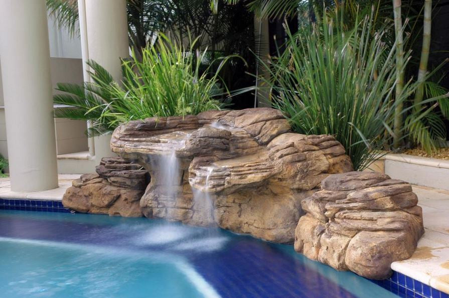 Photo of The Beachcomber - Complete Swimming Pool Waterfall Kit by Universal Rocks - Marquis Gardens
