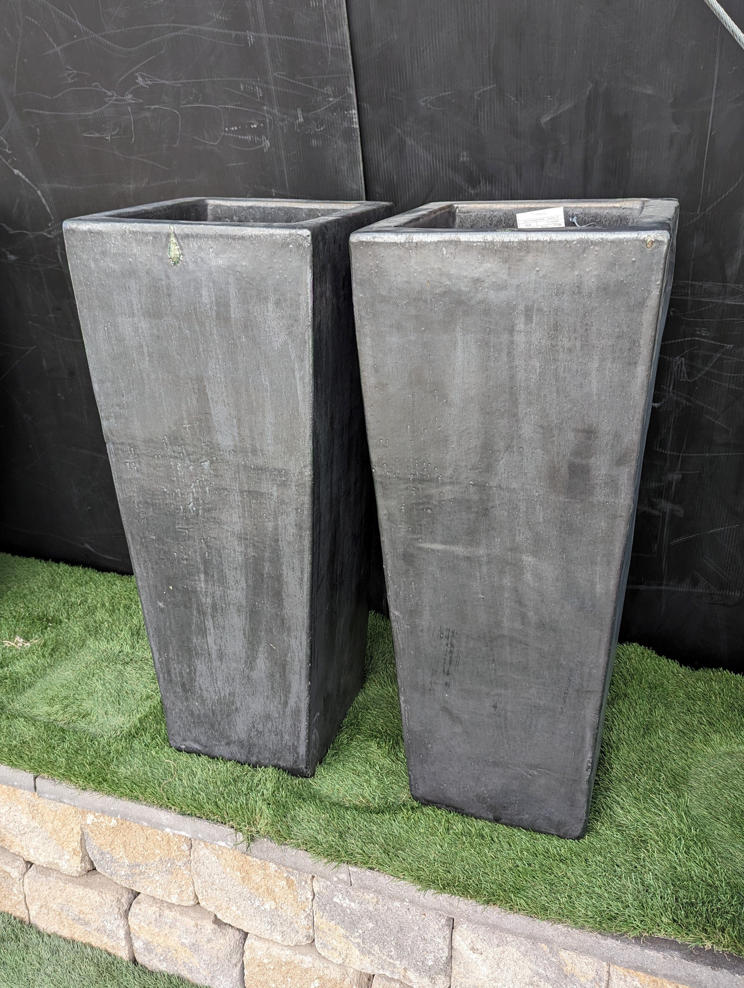 tall square planter pots Campania Faro Tall Square Planter - Graphite