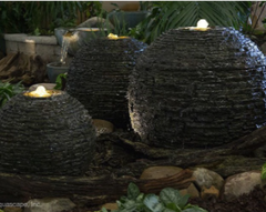 Photo of Aquascape Medium Stacked Slate Sphere Fountain Kit  - Marquis Gardens