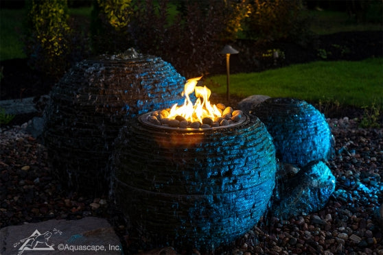 Photo of Aquascape Fire and Water Stacked Slate Sphere - Medium  - Marquis Gardens