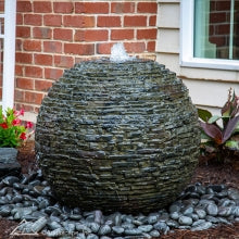 Photo of Aquascape Medium Stacked Slate Sphere Fountain Kit  - Marquis Gardens